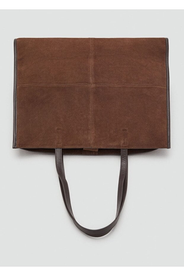 Süet deri shopper çanta - 6
