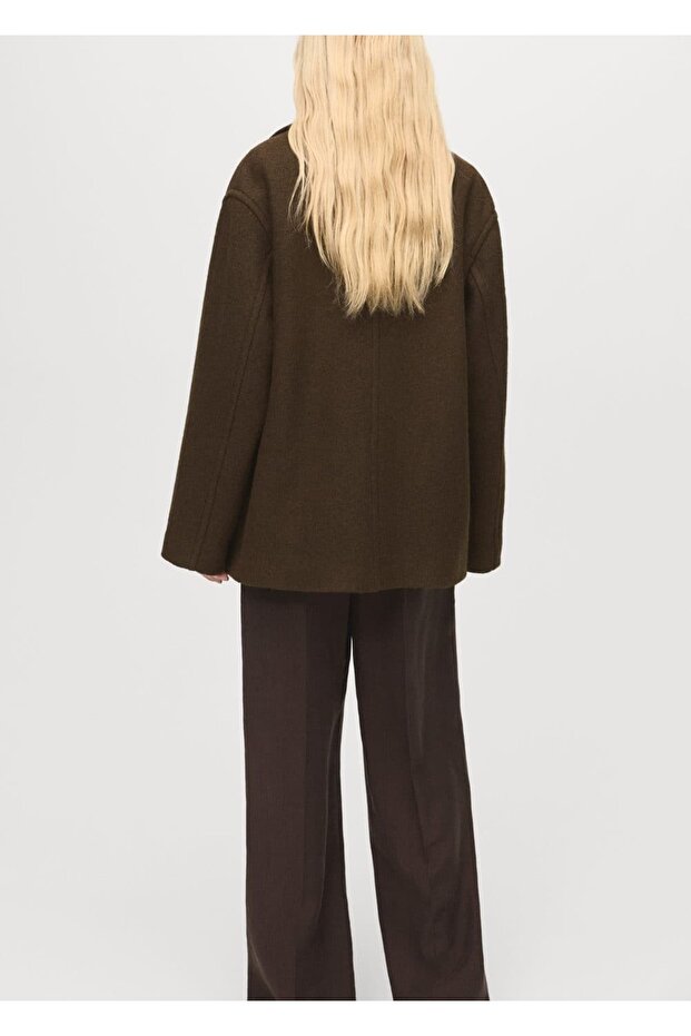 Oversize maksi yaka yün palto - 4