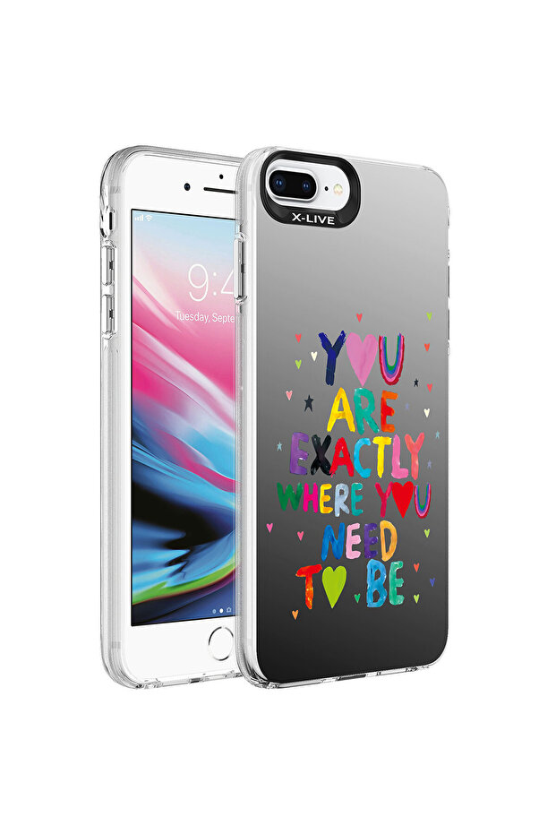 غطاء حماية لهاتف iPhone 8 Plus منقوش باللون الفضي ECRZ - نقاط - 2