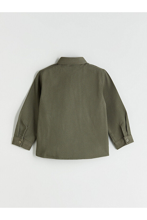 LCW babyHaki Basic Gabardin Uzun Kollu Erkek Çocuk Gömlek - 3