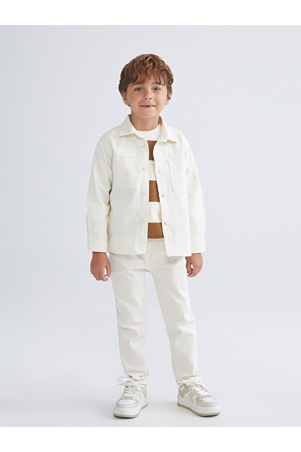 Haki Basic Gabardin Uzun Kollu Erkek Çocuk Gömlek -For Yourself- - 2
