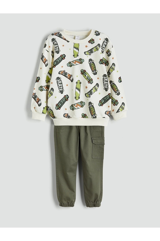 Lcw Kids Crew Neck Boys Sweatshirt and Sweatpants Bottom (W5)