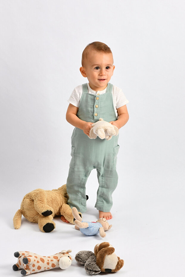 Muslin Baby Salopet Jumpsuit - Green