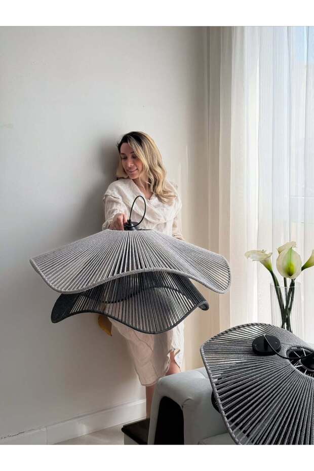 Rustik Tarz Bohem avize Makrome avize Salon avize Yatak Odası Avize Rattan Avize - 3