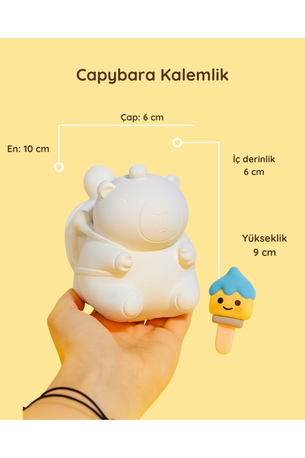 Paintable Capybara Ceramic Pen Holder / Flower Pot – Special Design for Decoration and Hobby