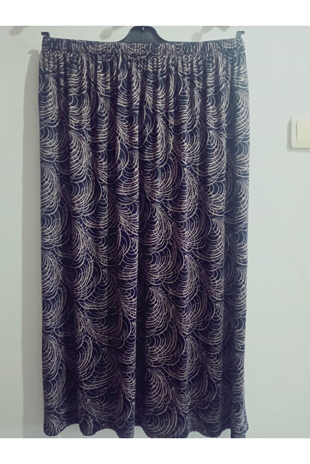 Elastic Waist Patterned Combed Cotton Fabric Maxi Length Mother Skirt, Prayer Skirt Size 38-50