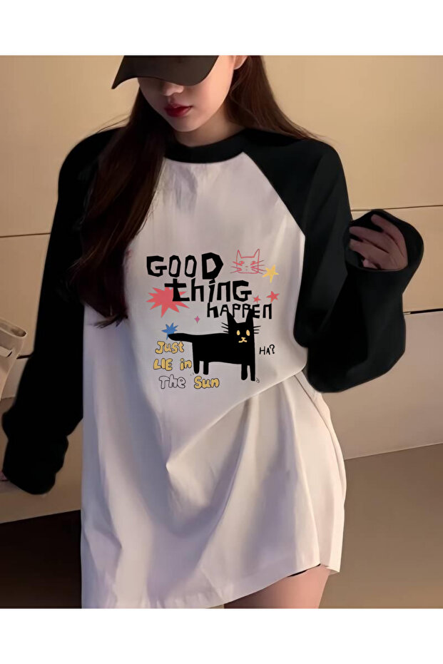 تي شيرت أبيض مطبوع بأكمام طويلة من Pinterest Design Reglan