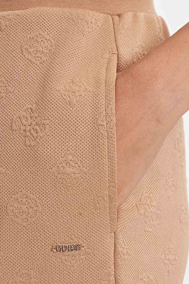 Kadın Regular Fit Monogram Desenli Eşofman Altı - Bej - 3