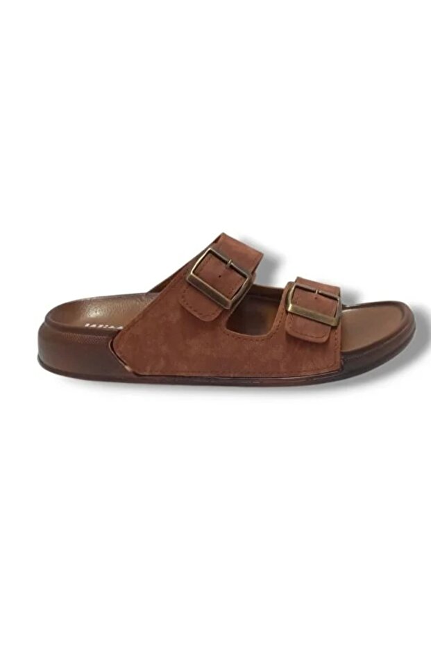 Men's Double Buckle Daily Anatomical Leather Slippers