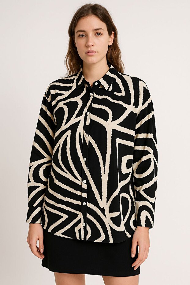 Women's Oversized Long Sleeve Tunic - Shirt