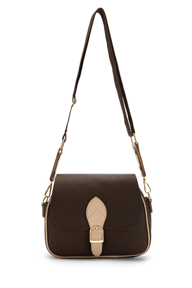 Multi-Compartment Faux Leather Women's Crossbody Bag Dave Brown