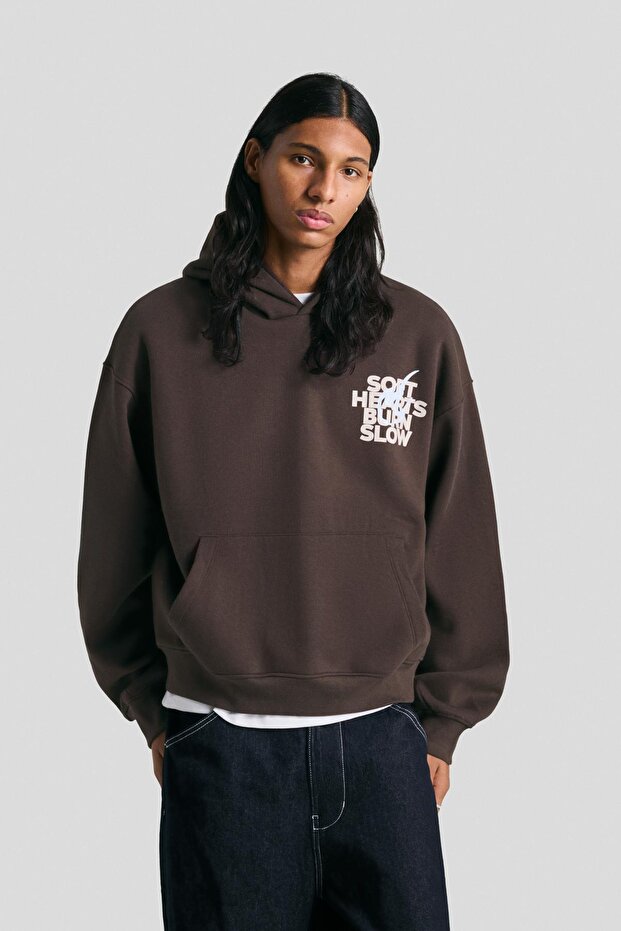 Baskılı kapüşonlu sweatshirt - 5
