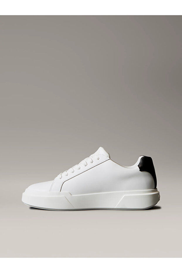 Kalın Tabanlı Bağcıklı Deri Erkek Sneaker YM0YM01344-01W - 2