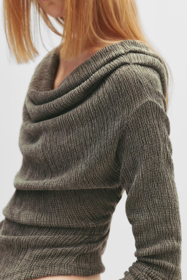 Bambula geniş yakalı top - 3