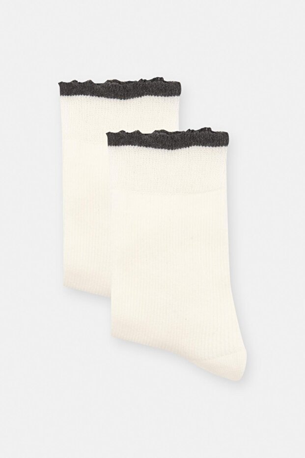 Kontrast kenarlı çorap - 2