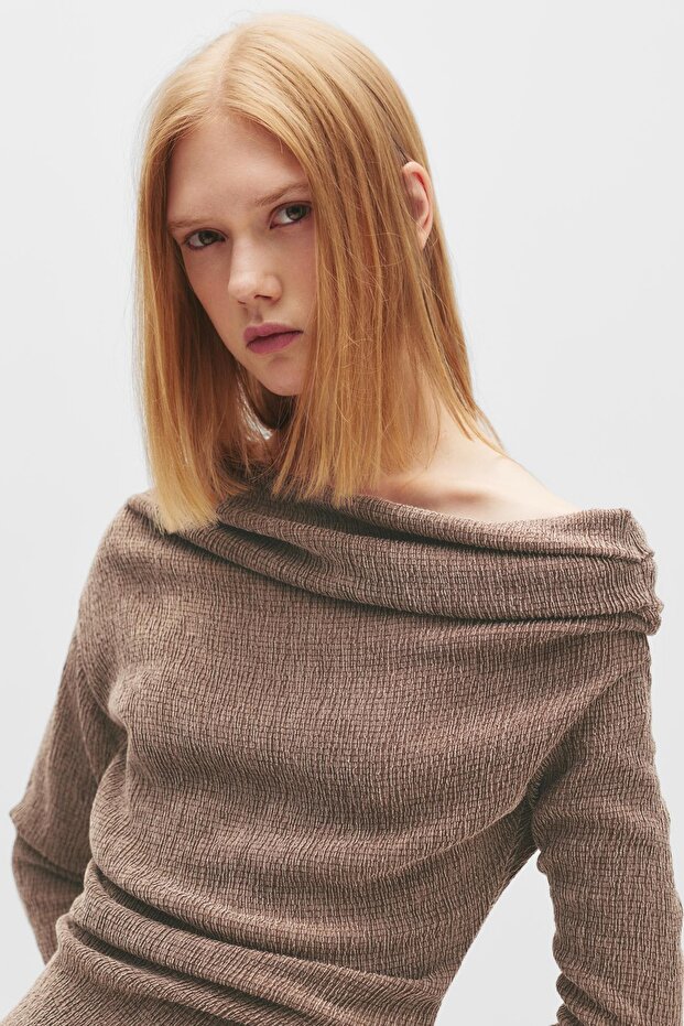 Bambula geniş yakalı top - 5