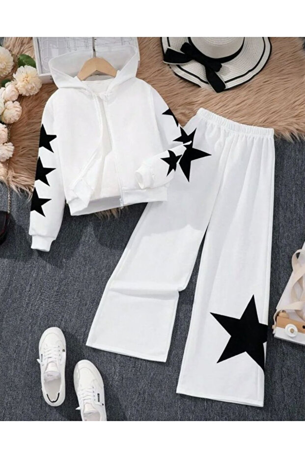 Children's 3-Piece Star Printed Jacket, T-Shirt and Tracksuit Set
