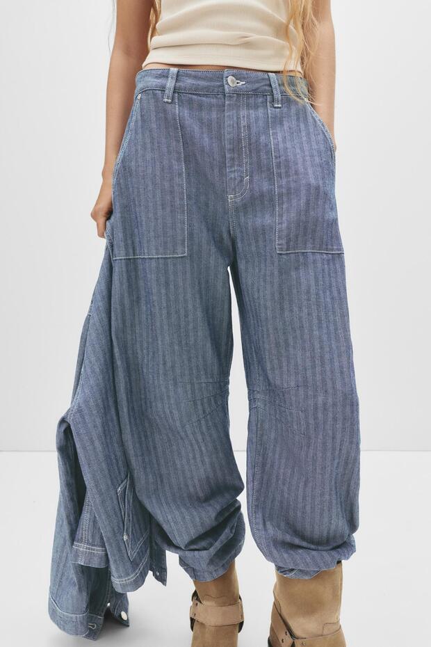 Çizgili balon jean - 4