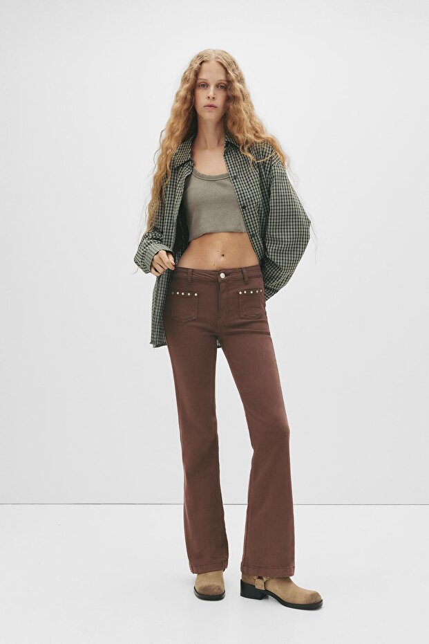 Zımbalı bootcut jean - 1