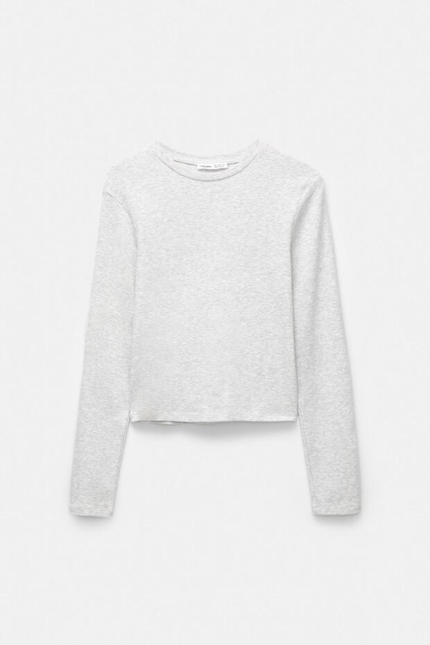 Vücuda oturan pamuklu tişört - 6