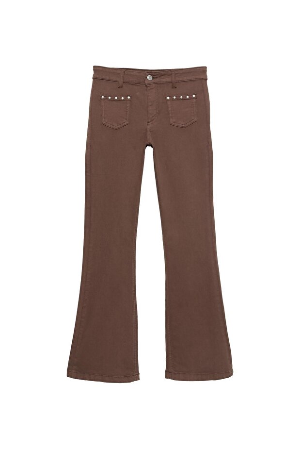 Zımbalı bootcut jean - 3