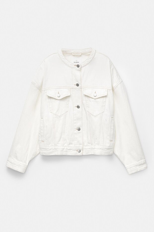 Beyaz Dokulu Kot Ceket - 6