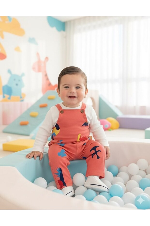Baby Boy Printed, Salopet / Gardener Overalls and Underwear Set 6-9-12-18-24 Months R2095