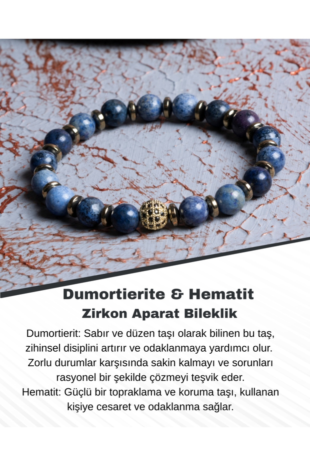 Dumortierite & Hematite Zircon Bracelet