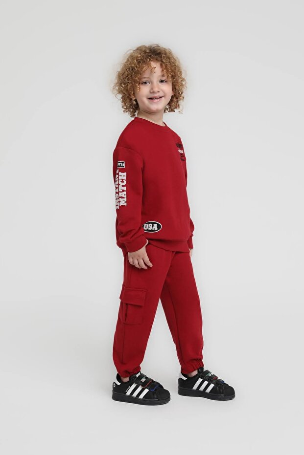 1-5 Years Old Wild Steps Boys' Suit-Burgundy