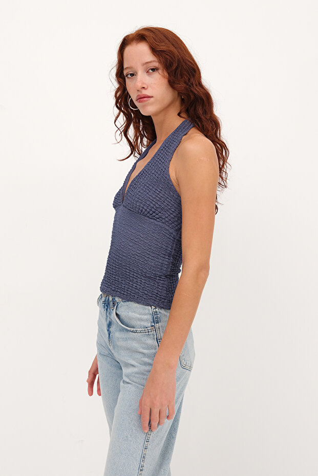 بلوزة منقوشة بظهر مكشوف B18510 - 2