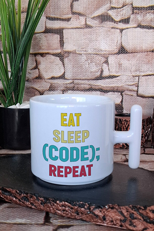 Eat Sleep Code Repeat Printed Software Developer Gift Printed t Handle Latte Cup Mug - 1