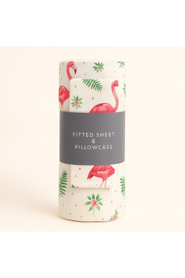 ملاءة مطاطية مزدوجة منقوشة مقاس 160 × 200 وغطاءين للوسادة - 2