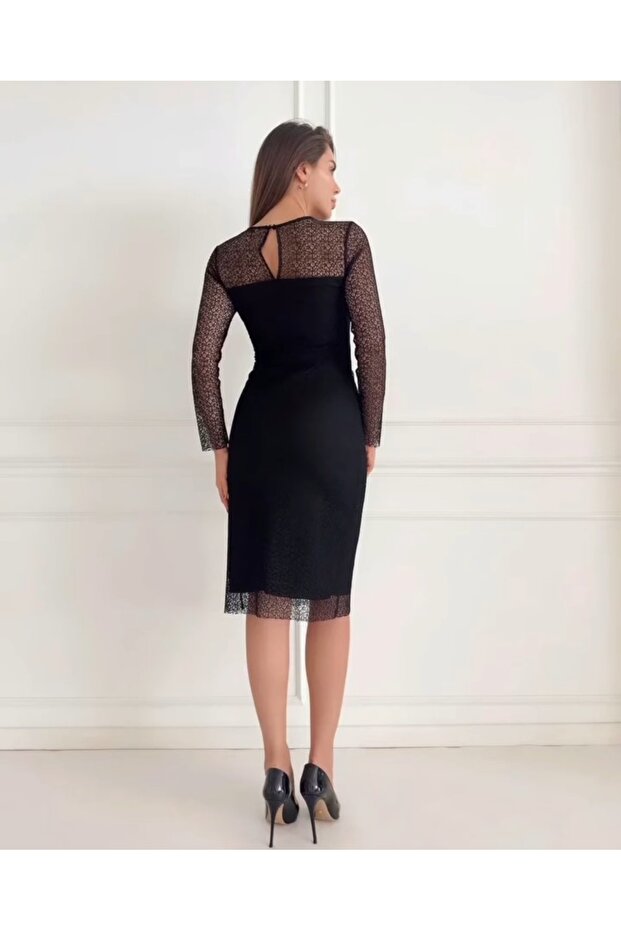 Dantel detay elbise - 2