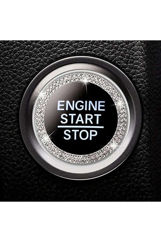 1Pc Bling Car Start Button Ring -White, Rhinestone Start Button Cover, Suitable for Stylish Vehicle