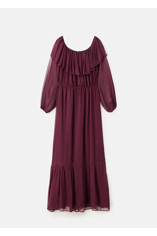 Volanlı straplez elbise - 3