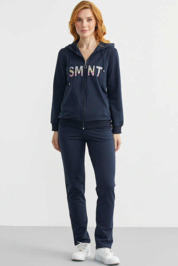 Oversize Tracksuit with Zipper - Navy Blue