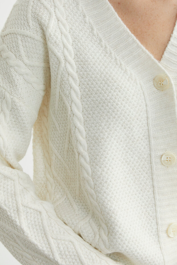 كارديجان تريكو كبير الحجم بأزرار - كيمونو - 5