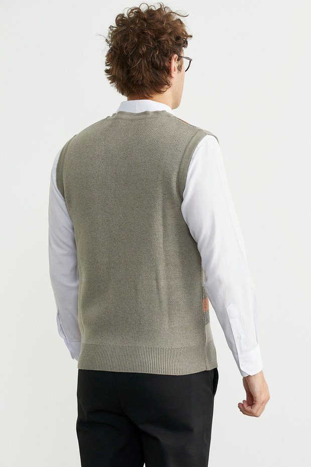 سترة صوفية سميكة بأزرار - لون المنك - 6