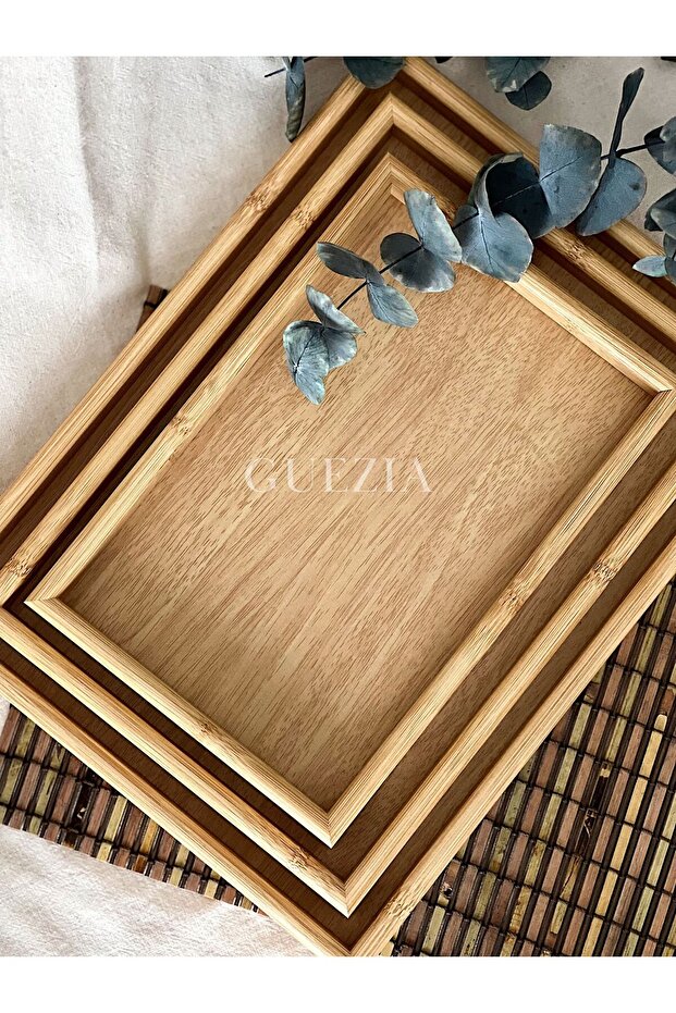 3lü Ahşap Tepsi Seti - 3