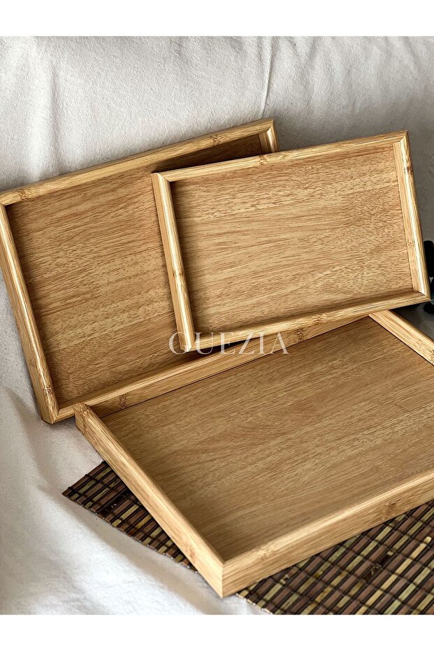 3lü Ahşap Tepsi Seti - 4