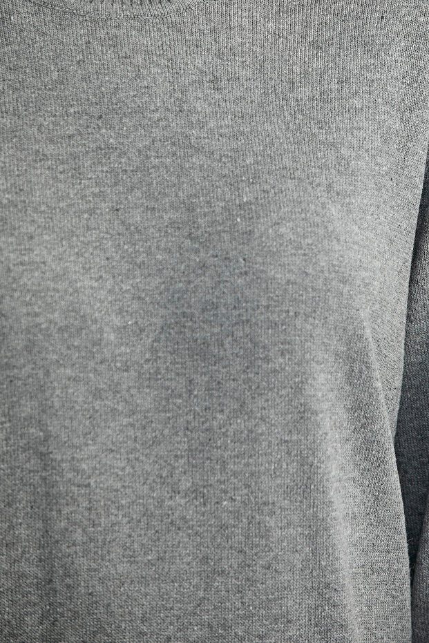 Bisiklet Yaka Yünlü Basic Triko Kazak - Gri - 4