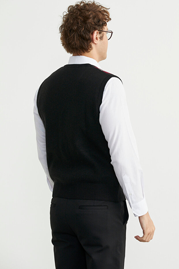 سترة صوفية سميكة بأزرار - أسود - 6