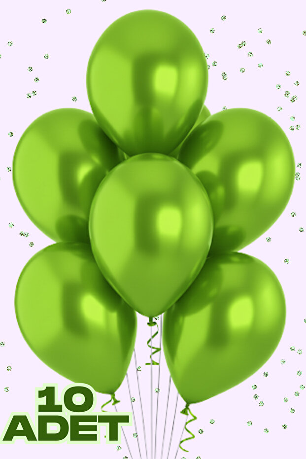 10Pcs Metallic Light Green Shiny Balloon Birthday Celebration Ornament and Material