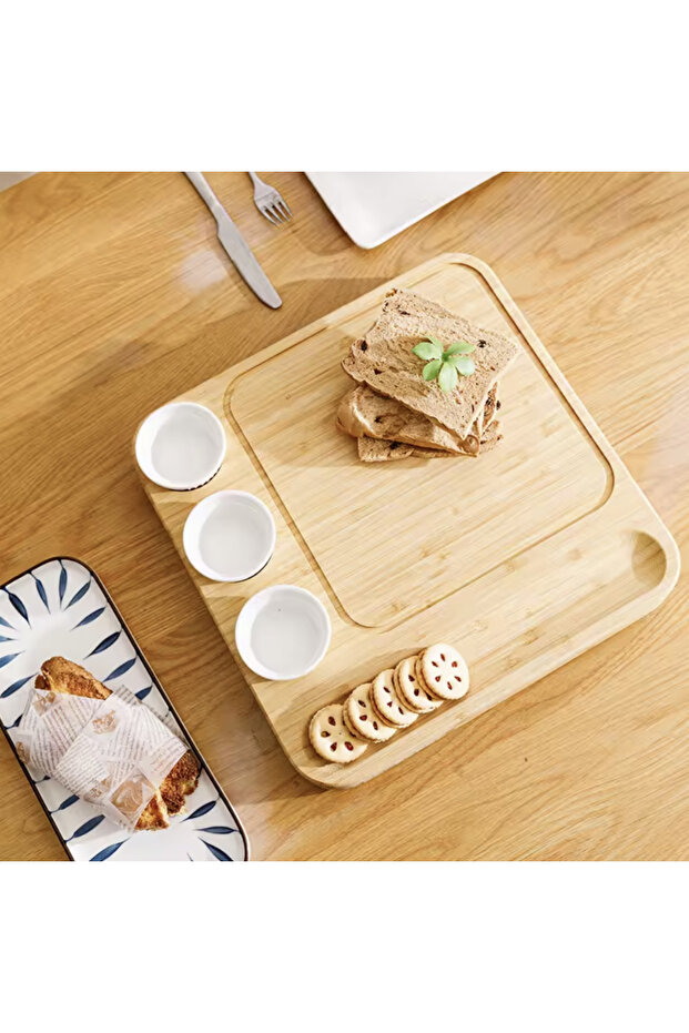 Deluxe Bamboo Serving Set with Drawer – Elegance and Functionality for Appetizers - 7