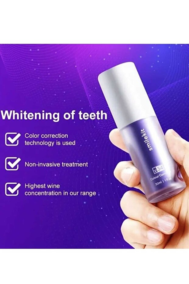 مصحح لون الأسنان، معجون لتبييض الأسنان باللون الأرجواني - 4