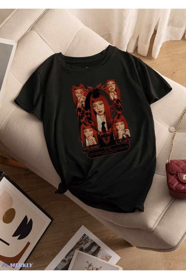 Jennie Printed T-Shirt, Oversize Unisex Black T-Shirt Kids / Adult