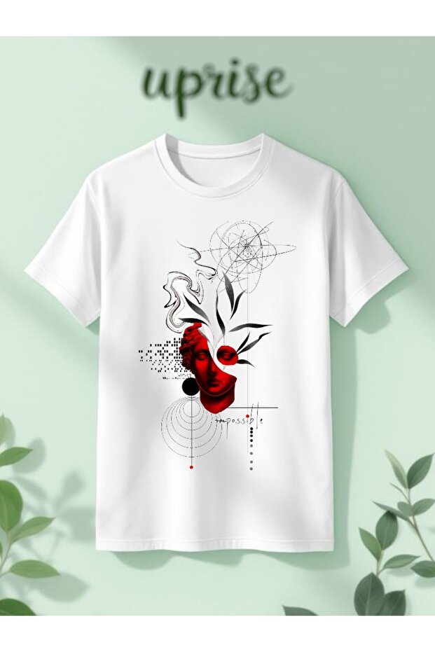 Graphic Sculpture Printed Cotton Oversize White Tshirt