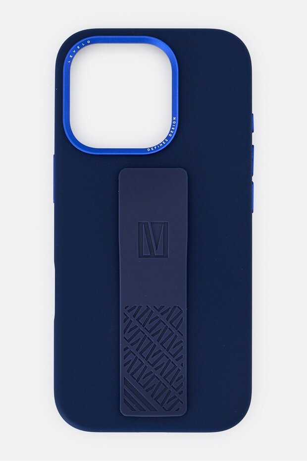 iPhone 16 Pro Morphix Silicone Case With Grip Stand, Dark Blue