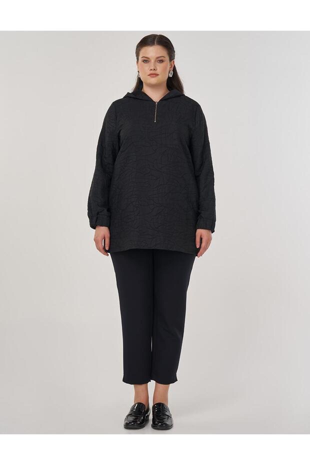 تونيك بنمط منقوش باللون الأسود - 3