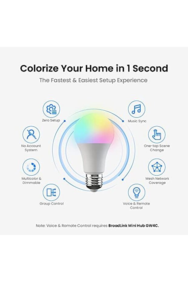 BLE Mesh Smart Bulb LB4E27, Color Changing with Music Sync, A60/E27/9W/800LM, FastCon and - 5